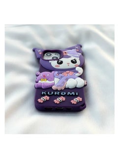 Generic Back Cover iPhone 14  Soft Silicone 3D Cute Cartoon with Holder Full Protective Case (Kuromi Case)  - Image 4