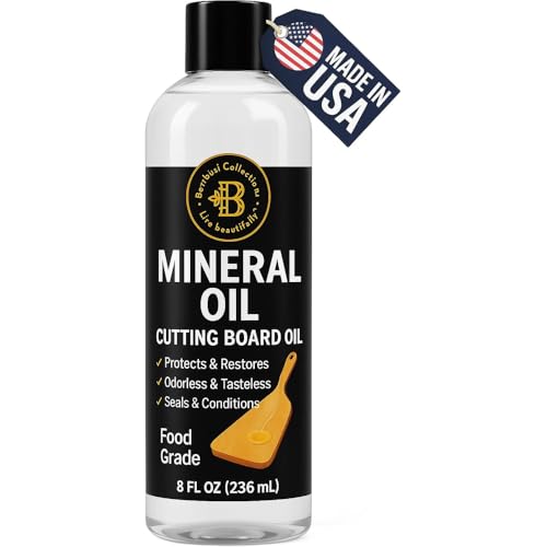 Mineral Oil for Wood Cutting Board  8 oz Food Grade Wood Oil Cutting Board Oil and Butcher Block Oil Conditioner Food Safe Mineral Oil for Bamboo Teak Utensils and Wood Surfaces by Bambsi