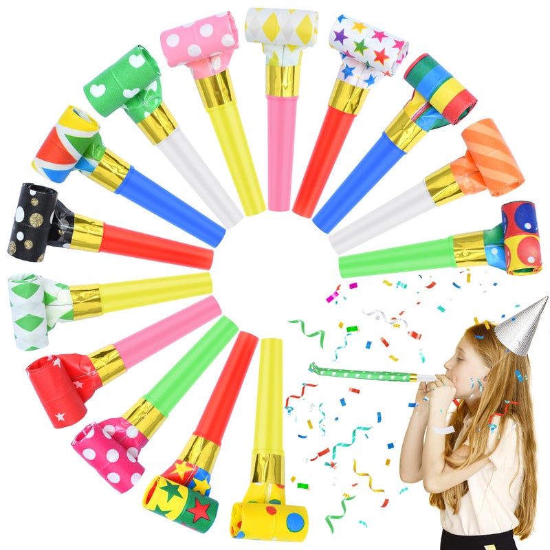Twavang 24 Pcs Party Blower Colorful Blowouts Noisemakers Birthday Blowouts Whistles for Party FavorsColorful Paper Roll - Image 3