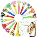 Twavang 24 Pcs Party Blower Colorful Blowouts Noisemakers Birthday Blowouts Whistles for Party FavorsColorful Paper Roll - Image 2