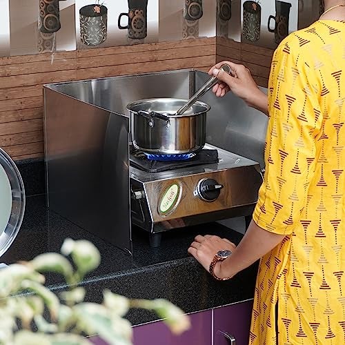 Livzing Stainless Steel Foldable Kitchen Oil Baffle Plate for Stove 3-Panel Splatter Guard -Foil Gas Stove Shield-Heat Insulation and High-Temperature Resistance-Oil Splash Proof-Cooking Tool - Image 3