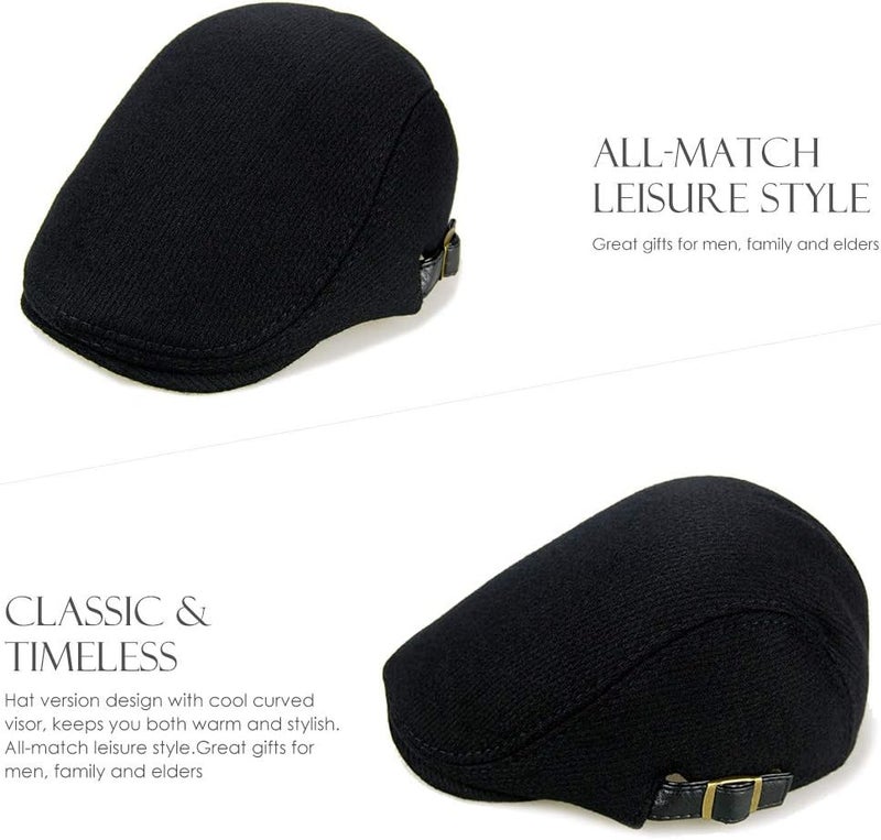 Sumolux Mens Newsboy Cap Winter Beret Hat Cabbie Flat Cap - Image 4