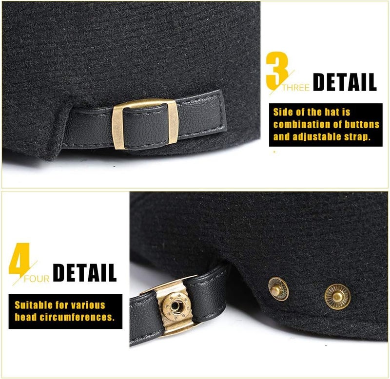 Sumolux Mens Newsboy Cap Winter Beret Hat Cabbie Flat Cap - Image 5