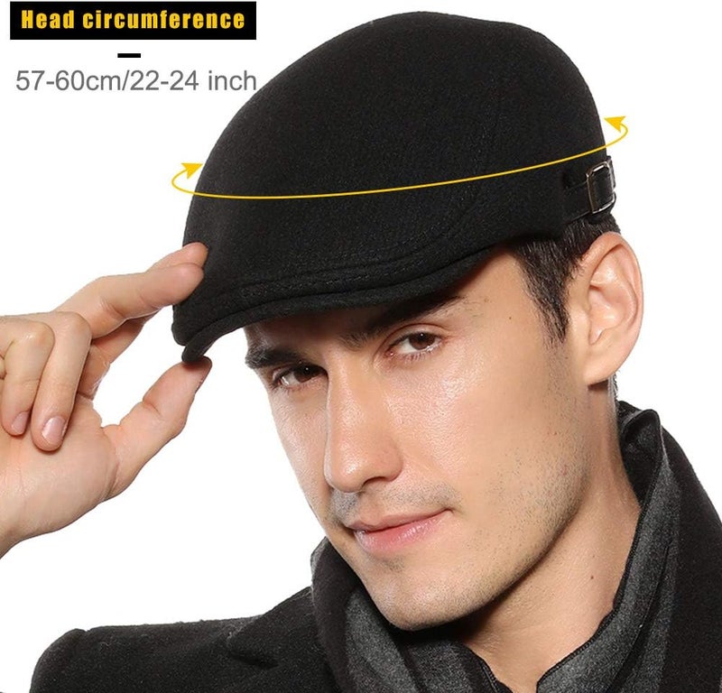 Sumolux Mens Newsboy Cap Winter Beret Hat Cabbie Flat Cap - Image 3