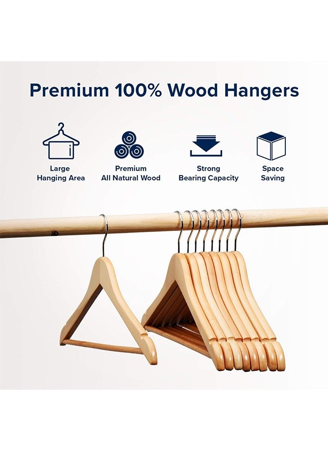 CityRiya-Long Clothes Hangers Pants Hangers Heavy Duty Skirt Hangers with Metal Clips Wooden Pant Hangers Jeans Hangers Clips Hook Hanger for Shorts Trousers Shirt Coat Suit Robe 20 Pack  - Image 4