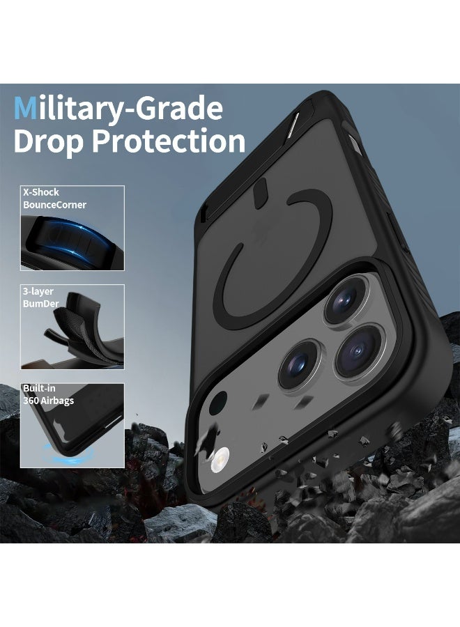 Magnetic Compatible with iPhone 17 Pro Max  Case, 【Built-in Invisible Kickstand】【Compatible with Mag-Safe】Slim Translucent Matte Phone Case  Slim Fit Military Grade Drop Protection Shockproof Anti-Fingerprint Phone Case, 6.9'' inch 2025 - Image 3