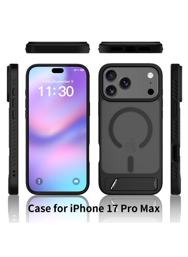 Magnetic Compatible with iPhone 17 Pro Max  Case, 【Built-in Invisible Kickstand】【Compatible with Mag-Safe】Slim Translucent Matte Phone Case  Slim Fit Military Grade Drop Protection Shockproof Anti-Fingerprint Phone Case, 6.9'' inch 2025 - Image 4
