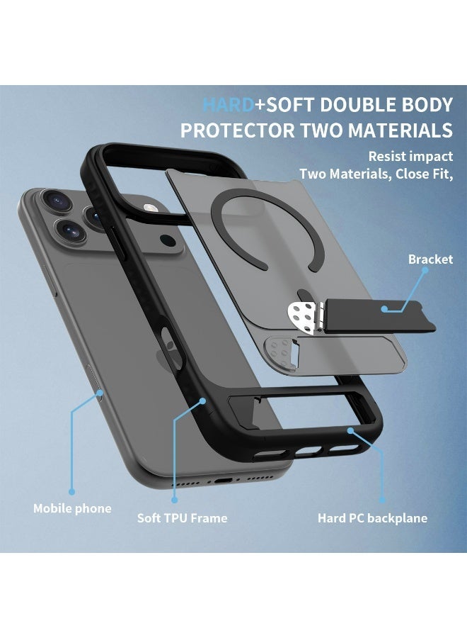 Magnetic Compatible with iPhone 17 Pro Max  Case, 【Built-in Invisible Kickstand】【Compatible with Mag-Safe】Slim Translucent Matte Phone Case  Slim Fit Military Grade Drop Protection Shockproof Anti-Fingerprint Phone Case, 6.9'' inch 2025 - Image 2