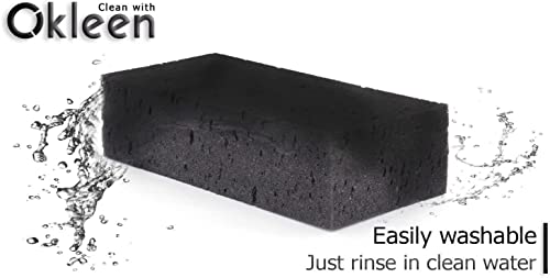 Okleen Big Sponge. Made in Europe. 3 Pack, Black. 8.9x4.3x2.4 Inch Extra Large Odorless Commercial Sponge for All Purpose Cleaning - Image 3