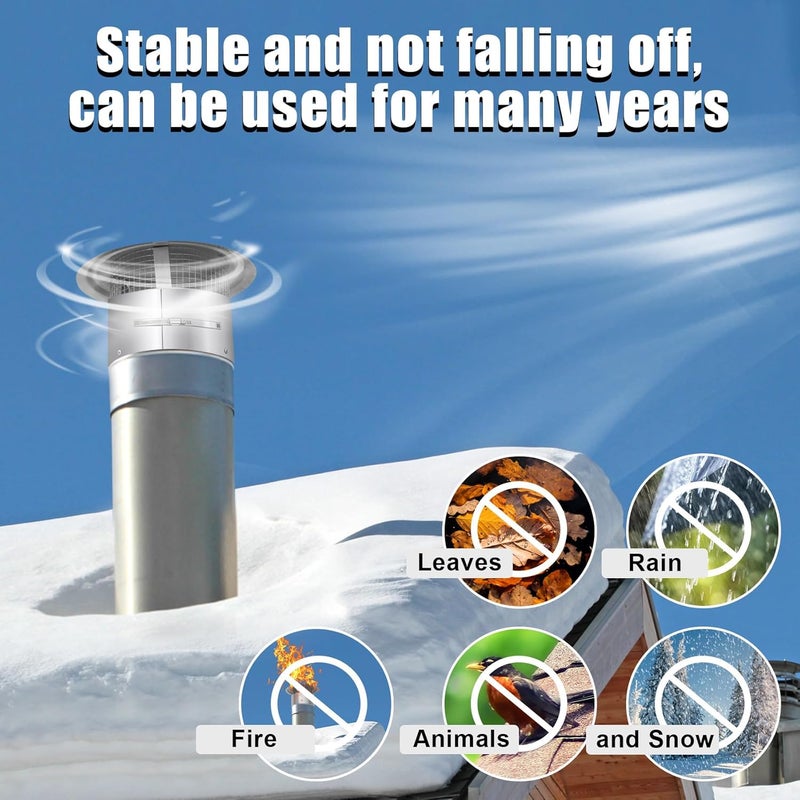 Bootuu 14 Inch Round Chimney Cap(no Assembly Required), 14 Inch Tapered Top Chimney Cap with Fastening Device with Screen, Stainless Steel - Image 4