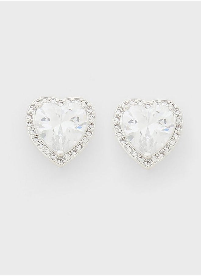 BUCKLEY LONDON The Carat Collection - Clear Sparkle Heart Earrings  - Image 3