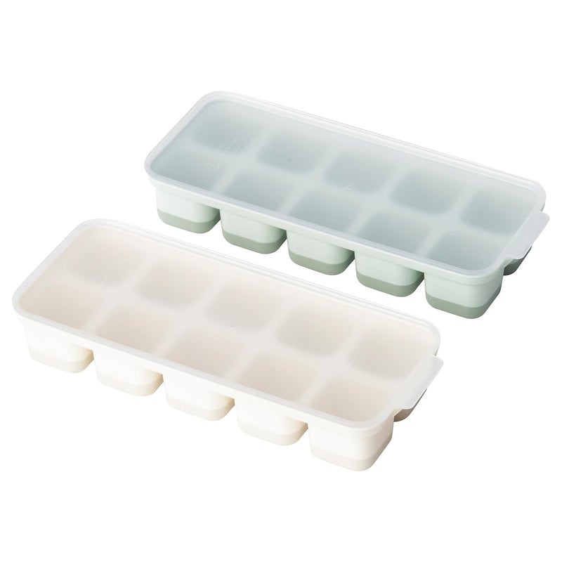 BS Case Ikeaa SPJUTROCKA Ice Cube Trays with Lids Mixed Colours SpillProof Design FreezerSafe Polypropylene Plastic Polyethylene Plastic Synthetic Rubber Set of 2 - Image 1