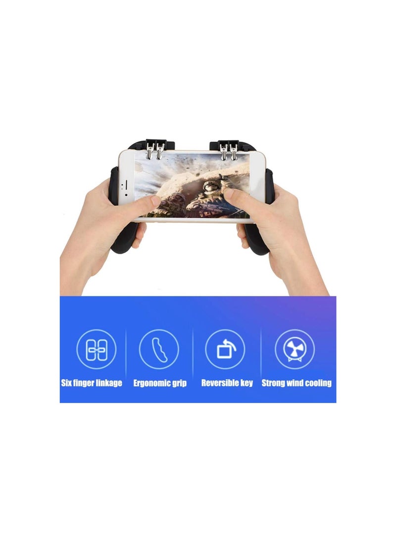 لوحة ألعاب للهواتف الذكية، وحدة تحكم ألعاب محمولة مع خاصية إطلاق النار من الخلف، لوحة ألعاب سلكية سوداء مع مروحة تبريد وتبديد الحرارة مع لوحة سيليكون 【لعبة فيديو】 - Image 2
