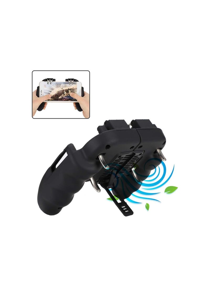 لوحة ألعاب للهواتف الذكية، وحدة تحكم ألعاب محمولة مع خاصية إطلاق النار من الخلف، لوحة ألعاب سلكية سوداء مع مروحة تبريد وتبديد الحرارة مع لوحة سيليكون 【لعبة فيديو】 - Image 3
