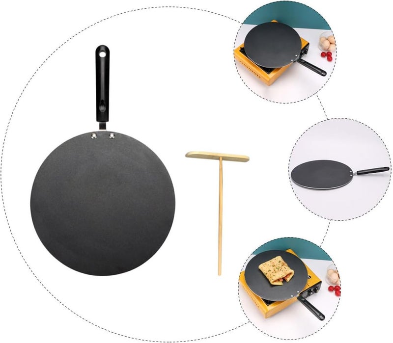 Zerodeko Non-stick Pancake Pan Flat Cooking Skillet 30cm Household Frying Pan with Wooden Spatula Kitchen Cooking Accessory for Home and Restaurant Use - Image 3