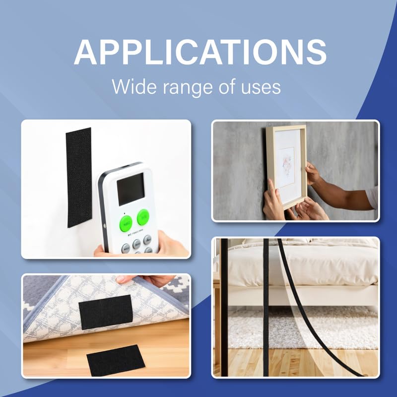 Hook Loop WELPRO Nylon Self Adhesive Strong Glue Fastener Interlocking Tape for Sewing Crafts, DIY, Clothes, Shoes | Sticky Back Hook & Loop Tape for Stationary, Tools (Black, 50MM, 10MTR) - Image 4