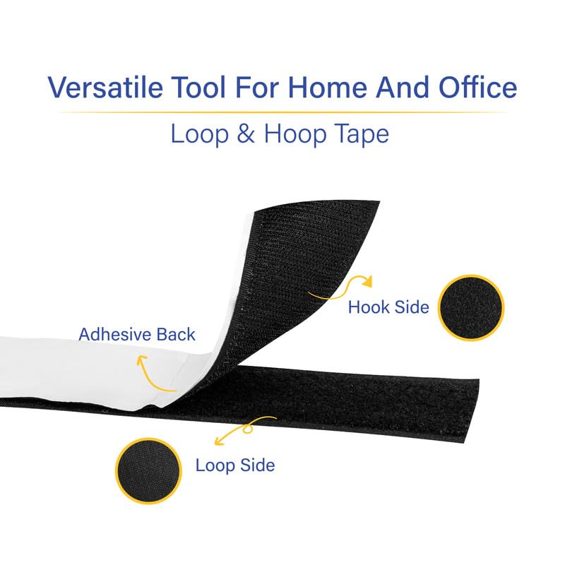 Hook Loop WELPRO Nylon Self Adhesive Strong Glue Fastener Interlocking Tape for Sewing Crafts, DIY, Clothes, Shoes | Sticky Back Hook & Loop Tape for Stationary, Tools (Black, 50MM, 10MTR) - Image 3