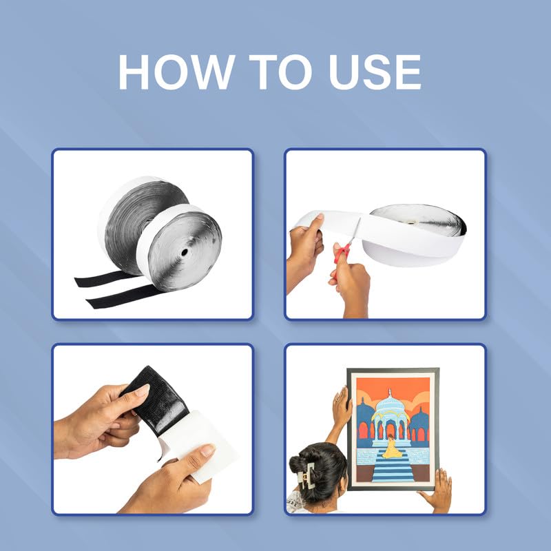 Hook Loop WELPRO Nylon Self Adhesive Strong Glue Fastener Interlocking Tape for Sewing Crafts, DIY, Clothes, Shoes | Sticky Back Hook & Loop Tape for Stationary, Tools (Black, 50MM, 10MTR) - Image 5