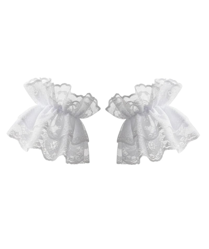 FFZDENA 1 Pair Lace Gloves For Women White Hand Sleeve Sexy Lace Elastic Bracelet Women Ruffled Floral Lace Wrist Cuffs For Halloween, Wedding,Masquerade - Image 1