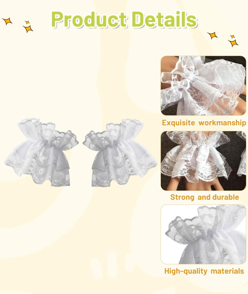 FFZDENA 1 Pair Lace Gloves For Women White Hand Sleeve Sexy Lace Elastic Bracelet Women Ruffled Floral Lace Wrist Cuffs For Halloween, Wedding,Masquerade - Image 3