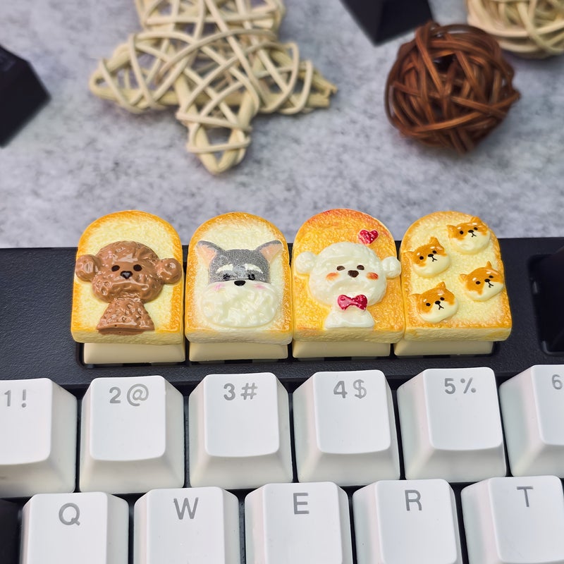 Puppy D Resin Keycaps Featuring Shiba Inu And Schnauzer Designs For Office Keyboard Decor Gaming Setup Or Computer Desktop Personalization - Image 4