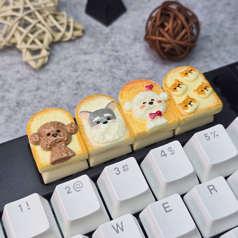 Puppy D Resin Keycaps Featuring Shiba Inu And Schnauzer Designs For Office Keyboard Decor Gaming Setup Or Computer Desktop Personalization - Image 1