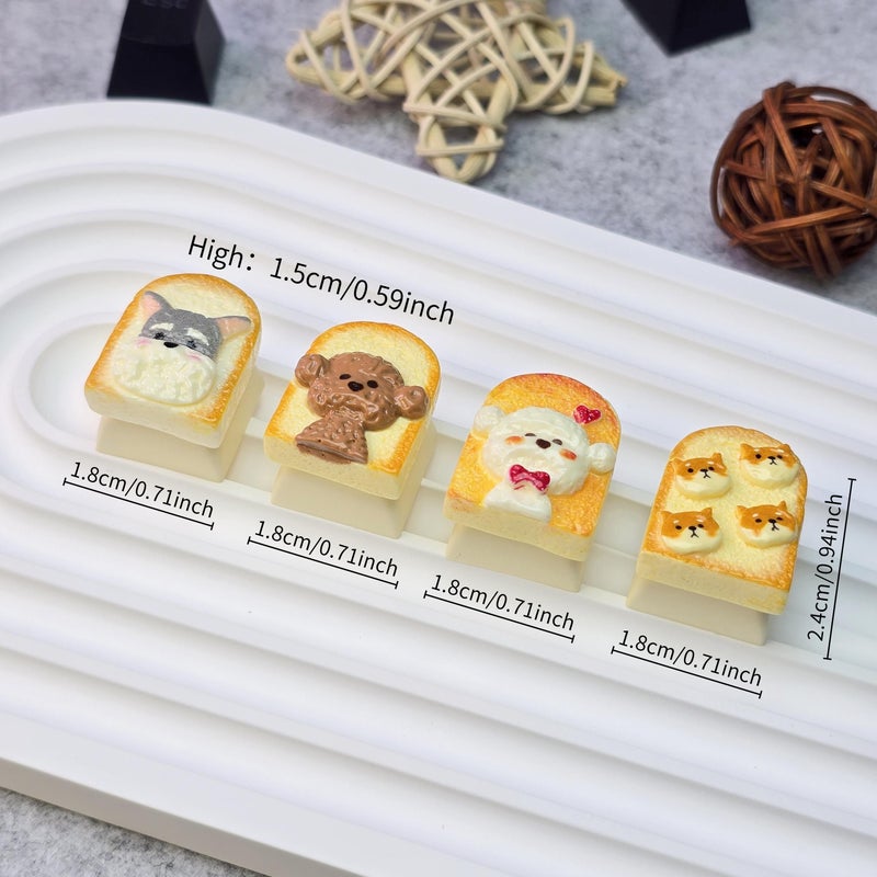 Puppy D Resin Keycaps Featuring Shiba Inu And Schnauzer Designs For Office Keyboard Decor Gaming Setup Or Computer Desktop Personalization - Image 2