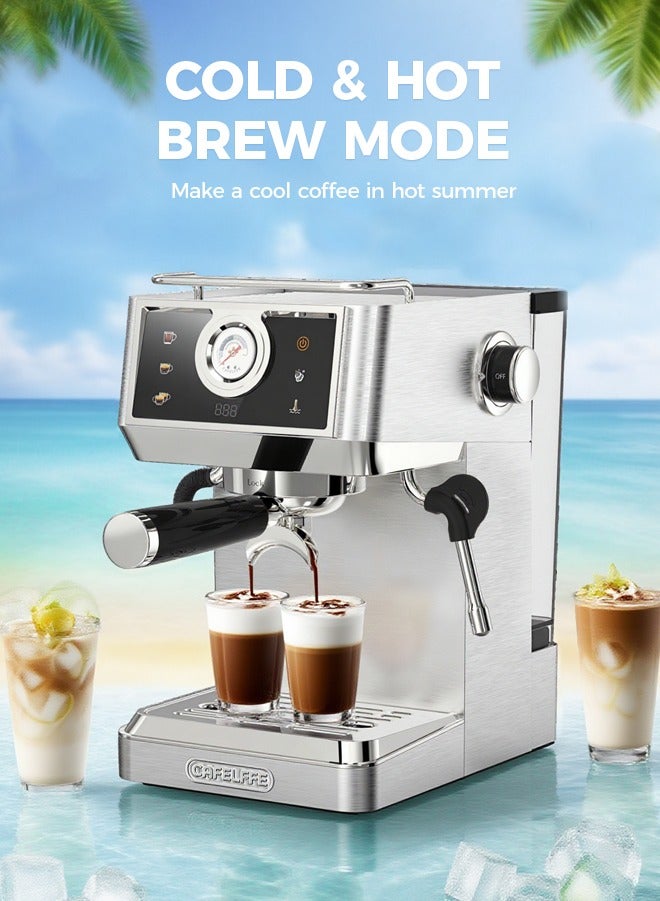 Cafelffe 58mm Espresso Machine, 20 Bar Coffee Machine with Milk Frother and Americano Extraction System, Touch Panel, Coffee Volume & Temperature Adjustment, Cold Brew, Pressure Relief For Home and Office Use - Image 5