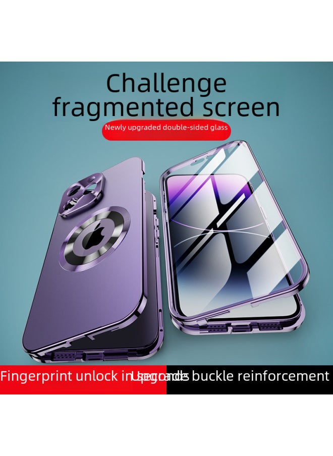 Generic - 16 Anti-peep Buckle Leakage Label Magnetic Attraction 16Promax Mobile Phone Case Metal All-inclusive Glass Original Machine Color 12Pro-Color:Titanium Alloy [HD]]-Applicable Model:For Iphone15 - Image 1