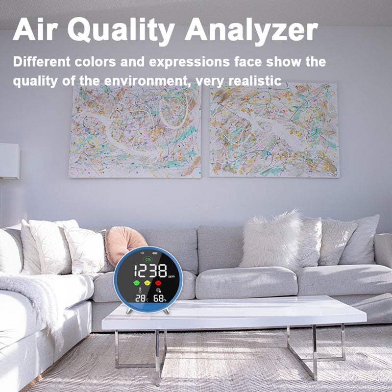 Indoor Portable CO2 Detector Multifunctional Thermohygrometer Home Digital Air Detector Intelligent Air Quality Analyzer Household Air Pollution Monitor - Image 2