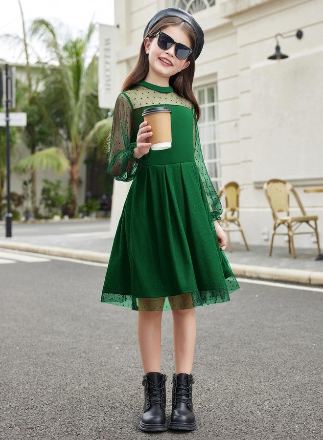 آرشنر فساتين أرشينر الخريفية للبنات، فستان رسمي بأكمام طويلة مناسب لعيد الميلاد، أخضر، مقاس 10-12 - Image 3