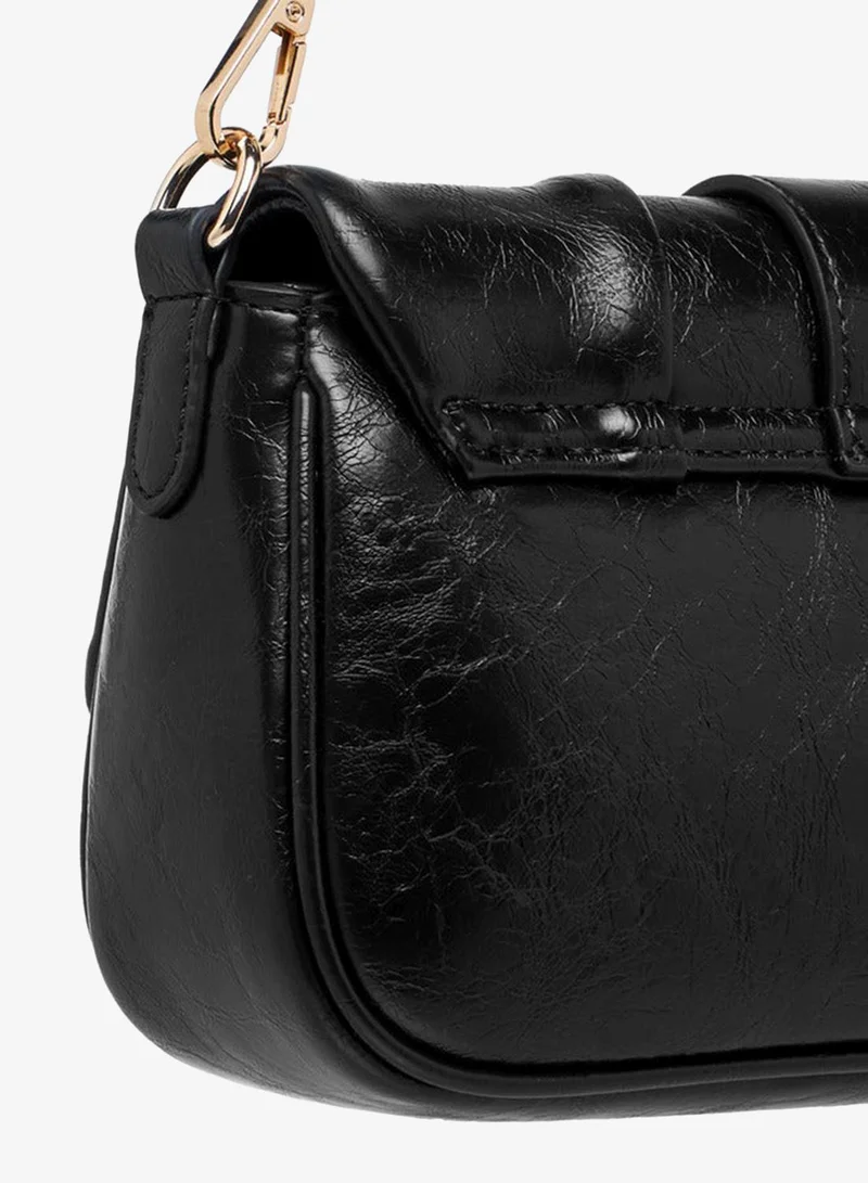 Celeste BLACK Ruched Detail Shoulder Bag with Adjustable Strap and Magnetic Closure for Women | Best Price UAE