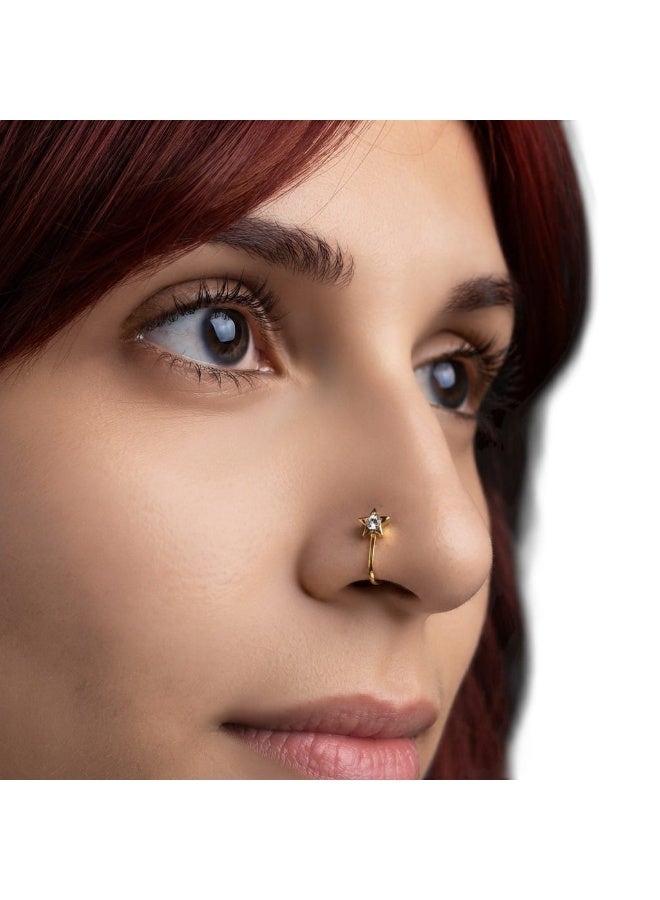 Star-shaped non-piercing nose cuff set – 2 pieces gold and silver - Image 2