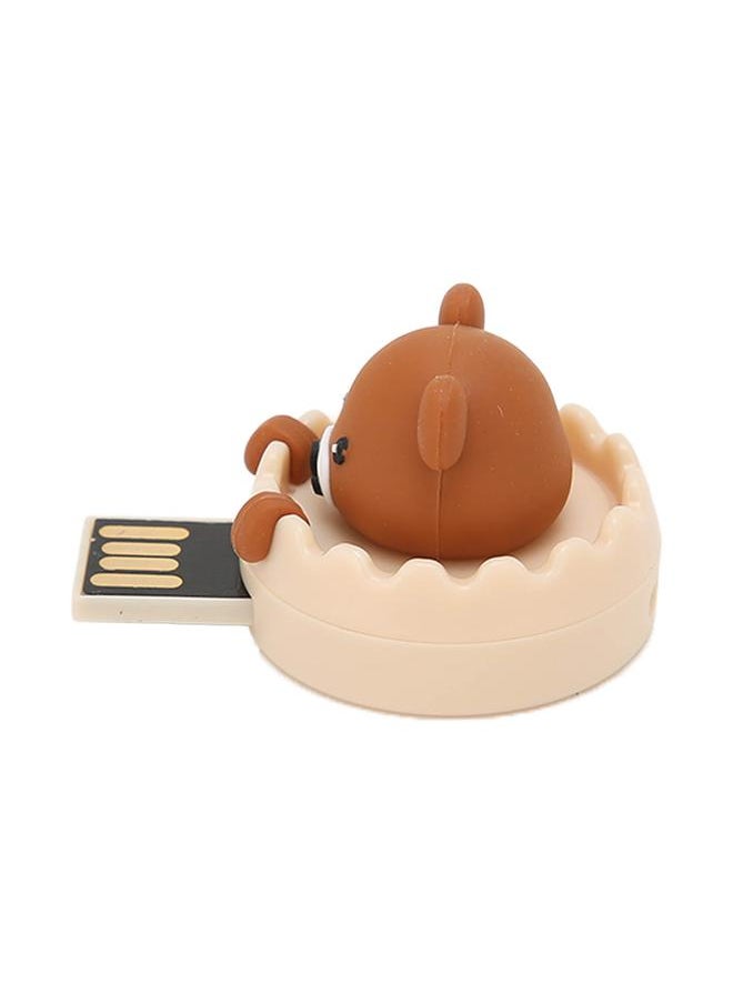 Thoraya Creative cartoon USB flash drive rotating high speed USB flash drive USB flash drive brown bear + ring buckle 32GB  - Image 5