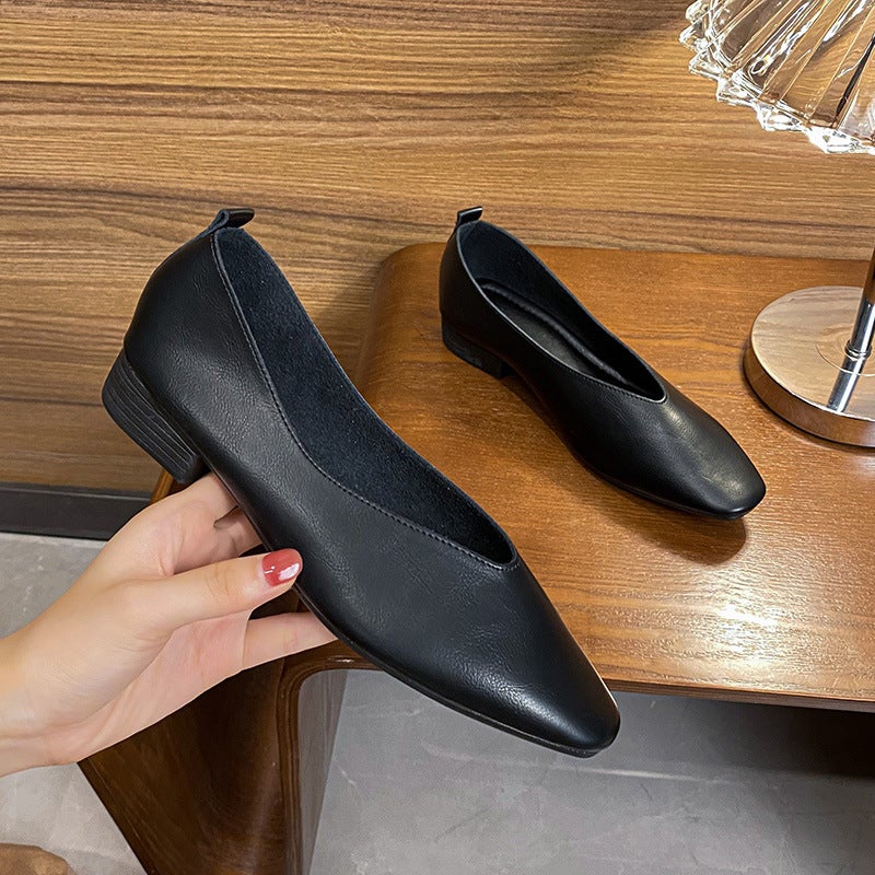 Women's Casual Square Toe Low Heel Slip On Loafers - Image 5