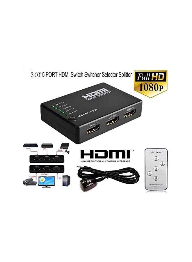 Taimi 3 or 5 Port HDMI Splitter Switch with IR Remote Splitter Box - Image 3