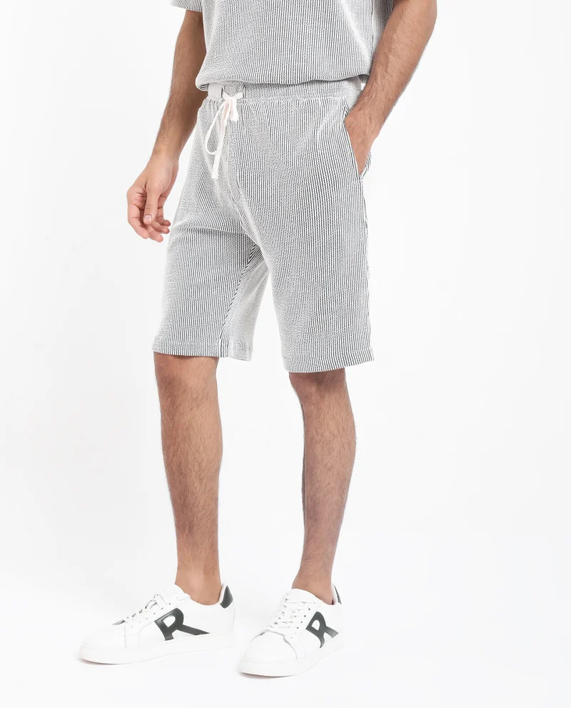 Rare Rabbit Men's Self Stripe Textured Shorts