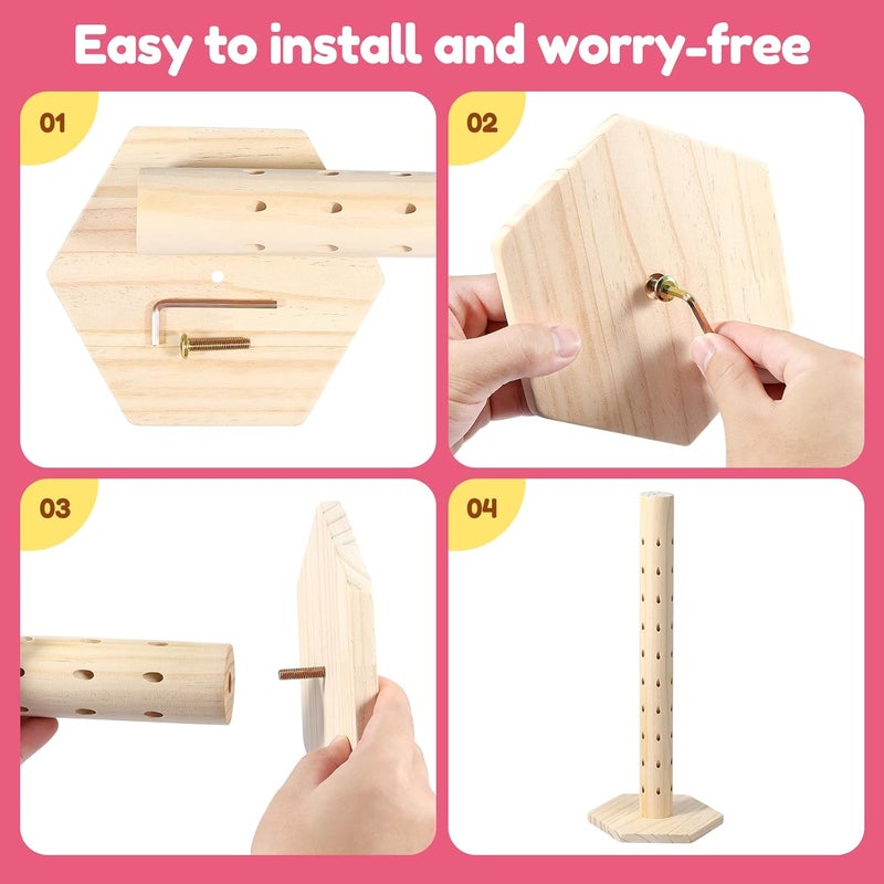 windforgecraft Wooden Lollipop Stand 60 Holes Lollipop Holder Cake Pop Stand Dessert Stands Decorative Lollipop Stick Holder Lollipop Tree Holder Easy to Assemble Cake Pop Stand for Wedding Birthday Party (1) - Image 4