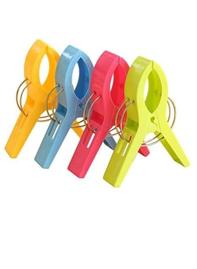 PROMASS Pack of 8 Large Bright Colour Plastic Beach Towel Pegs Clips to Sunbed  - Image 2