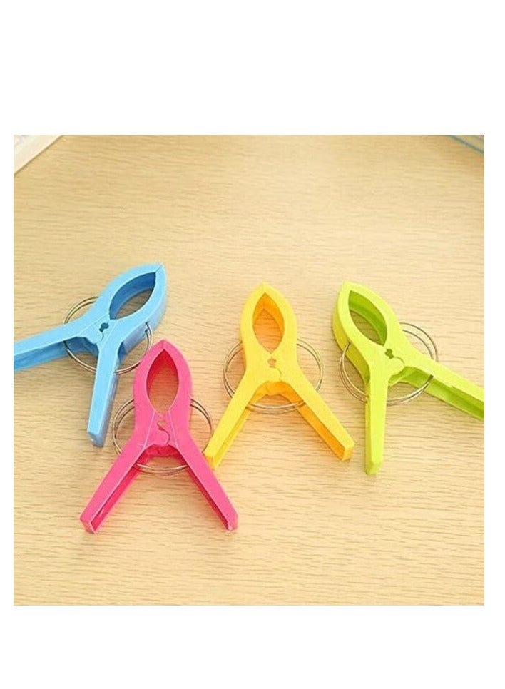 PROMASS Pack of 8 Large Bright Colour Plastic Beach Towel Pegs Clips to Sunbed  - Image 3