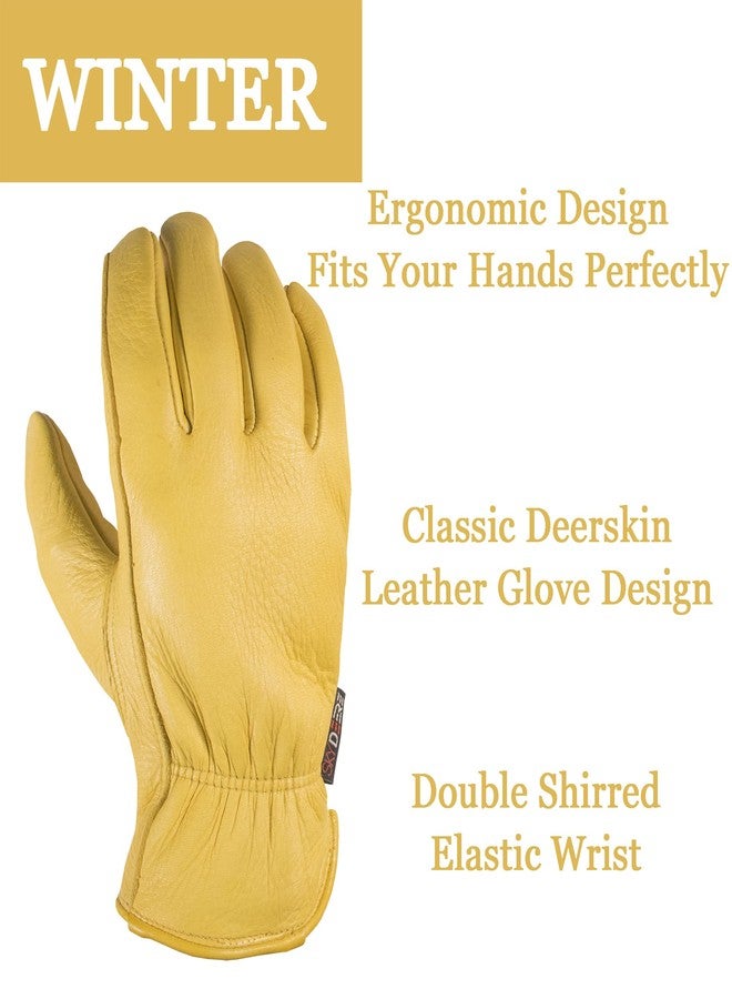 SKYDEER Full Premium Genuine Deerskin Leather Hi-Performance Utility Winter Drivers Work Gloves (SD2210T/L, 100g 3M Thinsulate Insulation) - Image 3