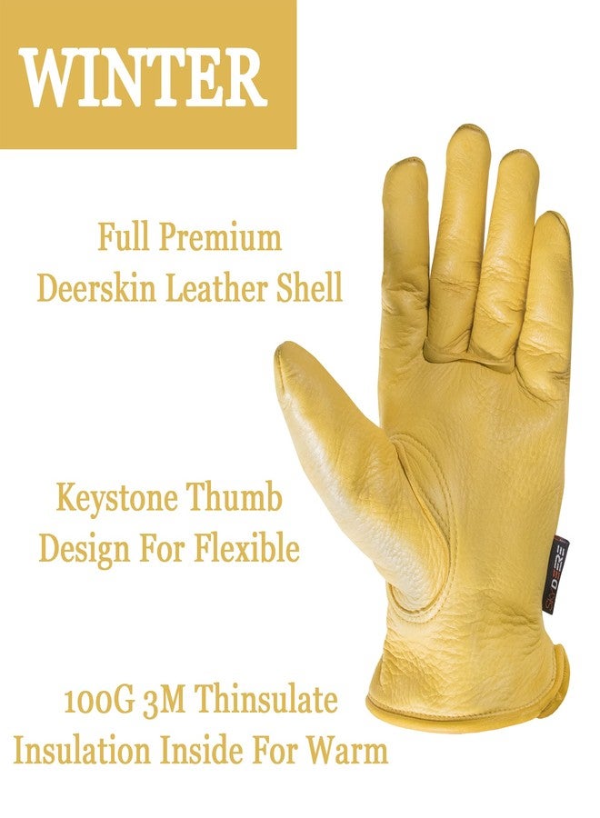 SKYDEER Full Premium Genuine Deerskin Leather Hi-Performance Utility Winter Drivers Work Gloves (SD2210T/L, 100g 3M Thinsulate Insulation) - Image 4