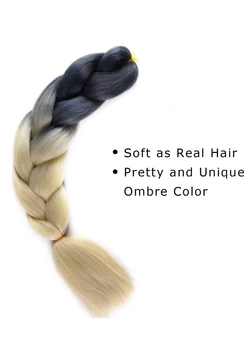 KASTWAVE Ombre Braiding Hair 24 Inch, 3 Packs 24 Inch Braiding Hair, Extension Ombre Colors Hot Water Seal Soft High Temperature Braiding Hair, Heat Resistance Synthetic Hair for Braiding ( Black-Blonde ) - Image 4