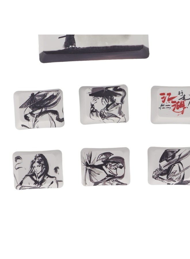 10Pcs Replacement Keycaps - ”Esc“+ Ctrl+Alt DIY PBT With Resplendent Chinese Ink Painting Pattern for 6/87/104/108 Digit Mechanical Keyboards - Image 4