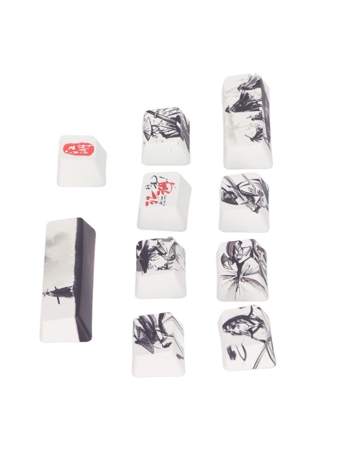 10Pcs Replacement Keycaps - ”Esc“+ Ctrl+Alt DIY PBT With Resplendent Chinese Ink Painting Pattern for 6/87/104/108 Digit Mechanical Keyboards - Image 2
