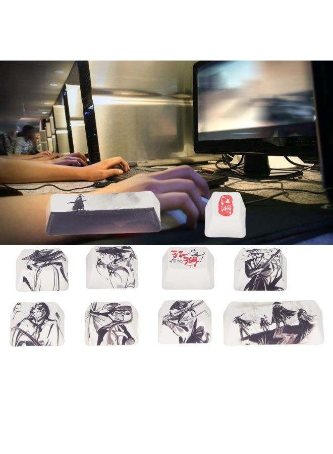 10Pcs Replacement Keycaps - ”Esc“+ Ctrl+Alt DIY PBT With Resplendent Chinese Ink Painting Pattern for 6/87/104/108 Digit Mechanical Keyboards - Image 3