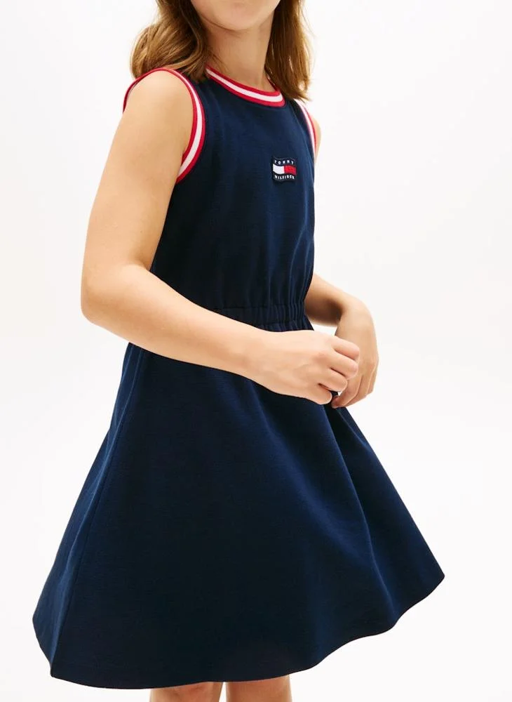 Tommy Hilfiger navy blue Wavy Flag Sleeveless Fit And Flare Dress for Women | Best Price UAE