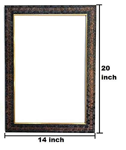 SEVEN HORSES Brown Textured Color Fiber Wood Wall Mirror for Dressing BedroomBathroomMakeupSolid Brown Color Water Resistant Synthetic Fiber Wood Made TBR15x21Inch Framed Rectangular - Image 2