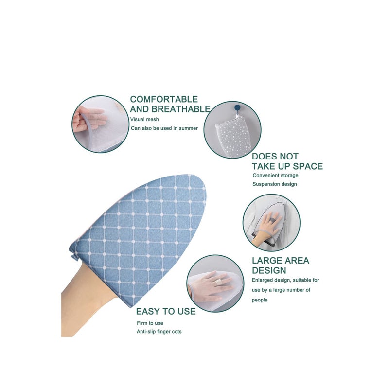 SOLARAE Garment Steamer Ironing Glove, Waterproof Heat Resistant Anti Steam Mitt with Finger Loop, Complete Care Protective Garment Steaming Mitt Accessories for Clothes (Blue) - Image 3
