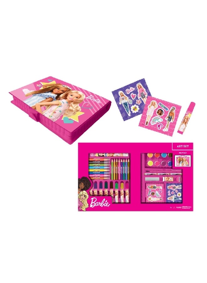 فيرست كيد مجموعة فنون الرسم للأطفال بتصميم باربي، 52 قطعة متعددة الألوان 2.8 × 26.5 × 45 سم FK-BR-2102